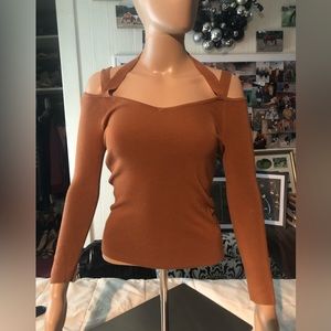 Women's Brown Off-Shoulder Top